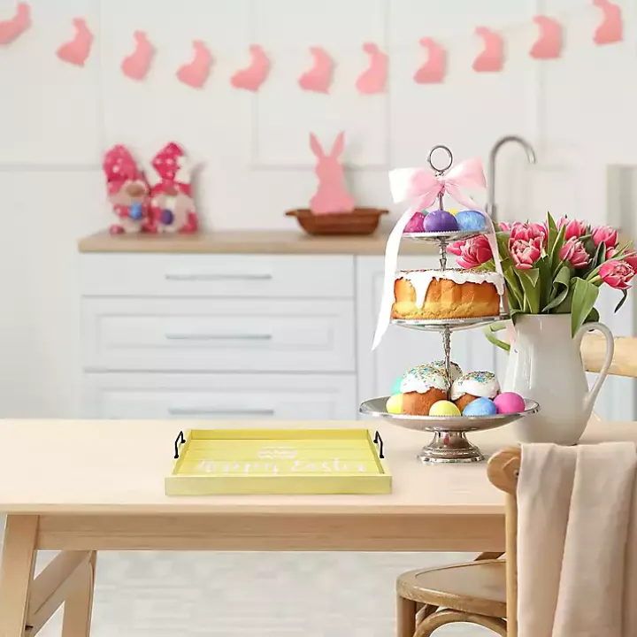 Yellow Hoppy Easter Wood Tray