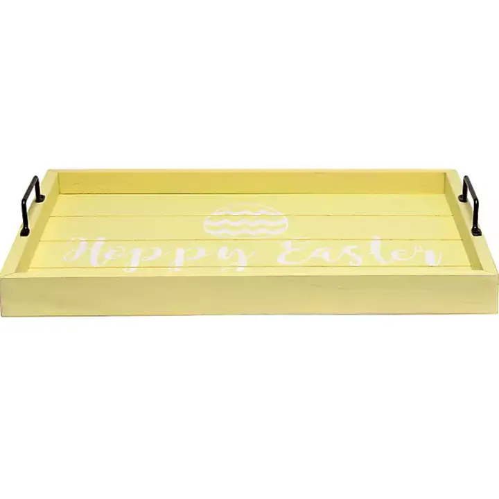 Yellow Hoppy Easter Wood Tray