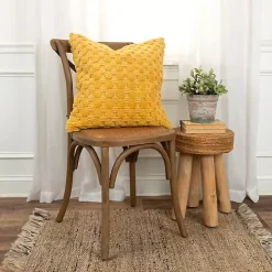 Yellow Looped Cotton Throw Pillow