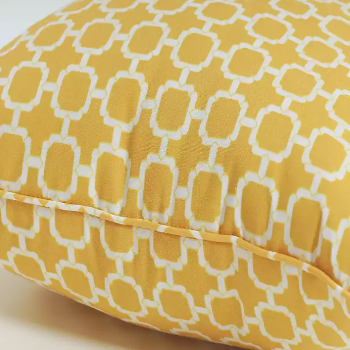 Yellow Pattern Outdoor Pillows, Set of 2
