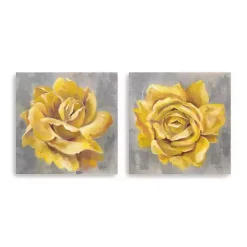 Yellow Roses Giclee Canvas Art Prints, Set of 2