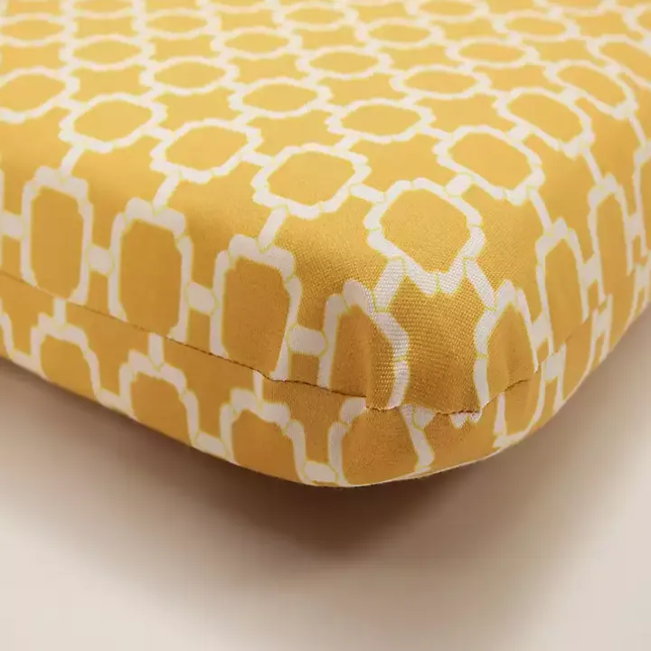 Yellow Rounded Outdoor Seat Cushions, Set of 2