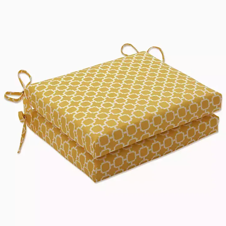 Yellow Square Outdoor Seat Cushions, Set of 2