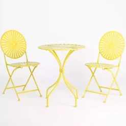 Yellow Sunburst Metal 3-pc. Outdoor Bistro Set
