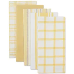 Yellow Woven Assorted Dishtowels, Set of 5