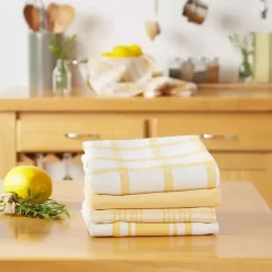 Yellow Woven Assorted Dishtowels, Set of 5