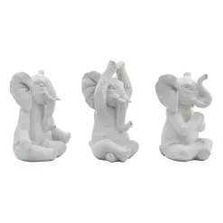 Yoga Elephant Statues, Set of 3