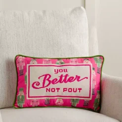 You Better Not Pout Needlepoint Pillow