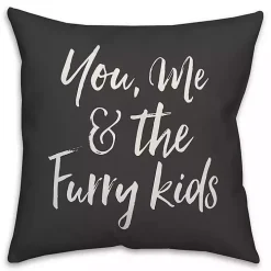 You, Me and the Furry Kids Polka Dot Pillow
